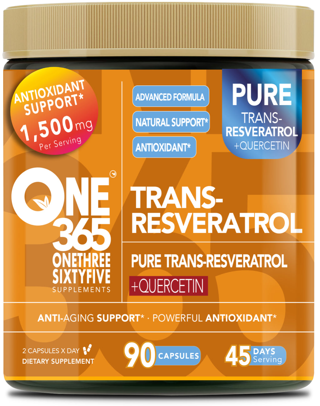 Trans Resveratrol Supplement with Quercetin Antioxidant